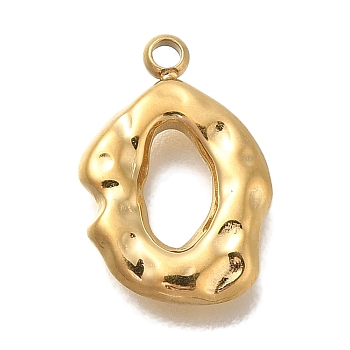 Ion Plating(IP) 304 Stainless Steel Charms, Irregular Oval Charm, Real 18K Gold Plated, 14x10x2mm, Hole: 1.4mm