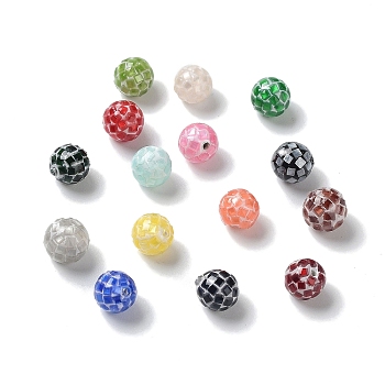 Colorful Craft Shell Half Drilled Beads, Dyed, Round, Mixed Color, 5.5~6x5.5~6mm, Hole: 1mm