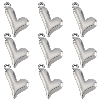 Unicraftale 10Pcs 304 Stainless Steel Pendants, Heart, Stainless Steel Color, 18x16x4mm, Hole: 1.2mm