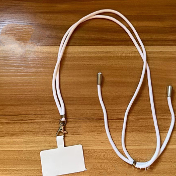 Adjustable Polyester Phone Lanyards for Around The Neck, Crossbody Patch Phone Lanyard, with Plastic & Alloy Holder, White, 6.5x4cm