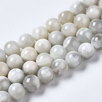 Natural White Moonstone Beads Strands, Round, 8.5mm, Hole: 0.9mm, about 46pcs/strand, 15.24 inch(38.7cm)