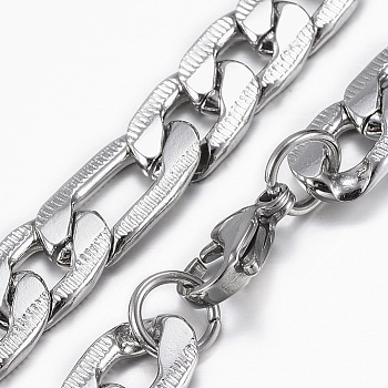Trendy Men's Figaro Chain Necklaces, 304 Stainless Steel Chain Necklaces, with Lobster Claw Clasp, Stainless Steel Color, 27.55 inch(70cm), mm