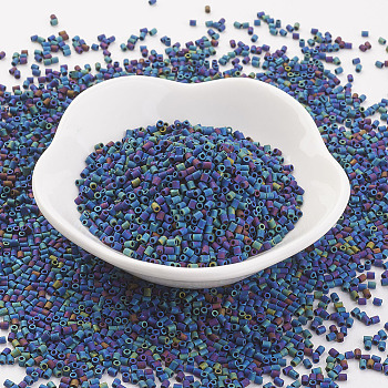 TOHO Japanese Seed Beads, Glass Bugle Beads, (604) Dusty Lavender Metallic, 2x1.5mm, Hole: 0.7mm, about 14000pcs/bag