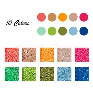 8000Pcs 10 Colors Fluorescent Color Glass Bugle Beads(SEED-YW0001-32)-3