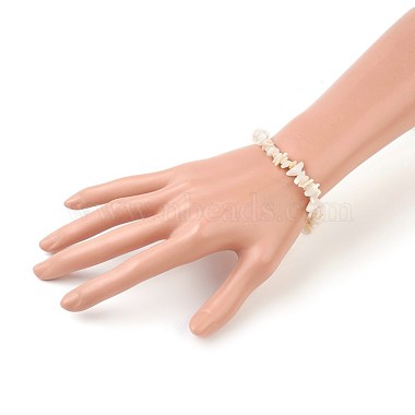 White Shell Chip Beads Stretch Bracelets(BJEW-JB03982-01)-3