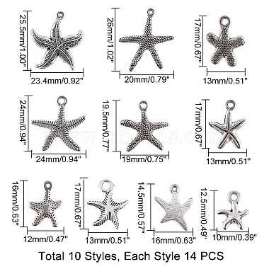 Tibetan Style Alloy Starfish/Sea Stars Shape Pendants(TIBEP-PH0001-14AS-RS)-2