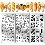 Stainless Steel DIY Nail Art Templates, Template Tool, Rectangle, Leaf, 12x6cm, 3pcs/set(MRMJ-WH0092-027)