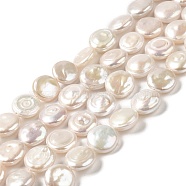 Natural Keshi Pearl Beads Strands, Baroque Pearls, Cultured Freshwater Pearl, Flat Round, Grade 2A, PapayaWhip, 9.5~11.5x10~11x4~5mm, Hole: 0.6mm, about 34~35pcs/strand, 15.24~15.47 inch(38.7~39.3cm)(PEAR-E016-048)