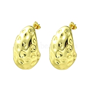 Brass Stud Earring, Texture Teardrop, Real 18K Gold Plated, 30.5x18mm(EJEW-C072-05G)