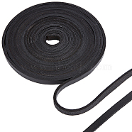 Flat Cowhide Leather Cord, for Jewelry Making, Black, 10.5x4mm(WL-GF0001-10D-02)