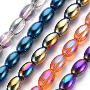 Electroplate Glass Beads Strands, Oval, Mixed Color, 6.5x4.5mm, Hole: 1mm, about 60~65pcs/strand, 15.16~15.94 inch(38.5cm~40.5cm)(X-EGLA-T020-11)