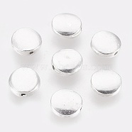 Tibetan Style Alloy Beads, Cadmium Free & Lead Free, Lentil, Silver Color Plated, 9x4mm, Hole: 1mm(LF10214Y-S)