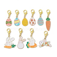 Alloy Enamel Pendant Decorations, with Zinc Alloy Lobster Claw Clasps, Easter Egg and Rabbit & Carrot, Mixed Color, 35~50mm(HJEW-JM01433)