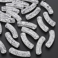 Transparent Crackle Acrylic Beads, Curved Tube, White, 32x8x10mm, Hole: 1.6mm, about 330pcs/500g(CACR-S009-001A-NA)