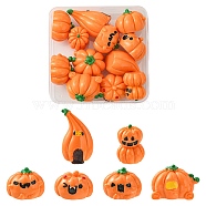 12Pcs 6 Styles Autumn Opaque Resin Pumpkin Cabochons, Dark Orange, 19~35x19~33.5x20~27mm, 2pcs/style(RESI-YW0001-36)