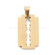 Ion Plating(IP) 304 Stainless Steel Pendants, Rectangle, Golden, 20x12x1.5mm, Hole: 4.5x3mm(STAS-Z035-09G)