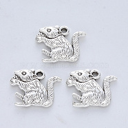 Tibetan Style Alloy Pendants, Cadmium Free 
& Lead Free, Squirrel, Antique Silver, 16x19x2.5mm, Hole: 1.6mm, about 294pcs/500g(TIBE-R316-029AS-RS)