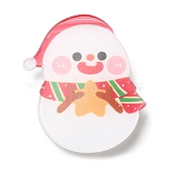 Christmas Theme Acrylic Brooch, with 201 Stainless Steel Pin, Snowman, 32x28x7mm(JEWB-E024-01P-01)