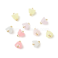 Transparent Acrylic Charms, with ABS Plastic Imitation Pearl Beads and Golden Tone Brass Findings, Flower, Mixed Color, 11x9.5mm, Hole: 1.6mm(PALLOY-JF01603-01)