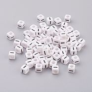 Pandahall 50g Opaque Acrylic Horizontal Hole Letter Beads, Cube, Letter I, 6x6x6mm, Hole: 3.2mm(SACR-TA0001-19J)