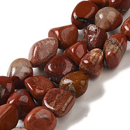 Natural Red Jasper Beads Strands, Nuggets, Tumbled Stone, 7~15x6~10x5.5~8mm, Hole: 1mm, about 47~49pcs/strand, 15.55~15.94''(39.5~40.5cm)(G-B078-D05-01)