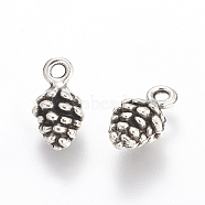 Antique Silver Tibetan Style Pine Cone Pendants, Cadmium Free & Lead Free, 13mm long, 7mm wide, 5.5mm thick, hole: 2mm(X-ZA10-0909Y)