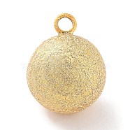 Brass Bell Pendants, Suikin Bell, Texture Round Charms, Golden, 22x17mm, Hole: 3mm(KK-NH0001-01G)