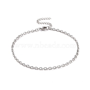 304 Stainless Steel Cable Chain Bracelet for Men Women, Stainless Steel Color, 9-1/2 inch(24cm), Link: 4x3x0.8mm(BJEW-E031-01P-06)