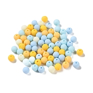 Rubberized Style Imitated Silicone Acrylic Beads, Round, Gold, 8x7.5mm, Hole: 1.6mm, about 1923pcs/500g(MACR-D029-01A)