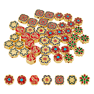 DICOSMETIC 42Pcs 7 Style Alloy Enamel Beads, Flower, Matte Gold Color, 10~11.5x10~12.5x4~7mm, Hole: 1.6~4mm, 6pcs/style(FIND-DC0002-36)