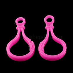 Opaque Solid Color Bulb Shaped Plastic Push Gate Snap Keychain Clasp Findings, Deep Pink, 51x25x5.5mm, Hole: 6mm(X-KY-R006-07)