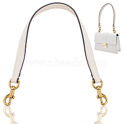 Leather Bag Straps, with Alloy Swivel Eye Bolt Snap Hooks, Floral White, 51.8x2.35x0.5cm(FIND-WH0111-411A)