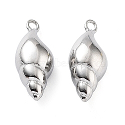 201 Stainless Steel Pendants, Conch Charm, Stainless Steel Color, 22x9x7mm, Hole: 1.8mm(STAS-Z057-14P)