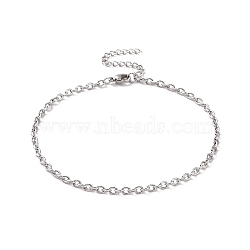 304 Stainless Steel Cable Chain Bracelet for Men Women, Stainless Steel Color, 9-1/2 inch(24cm), Link: 4x3x0.8mm(BJEW-E031-01P-06)