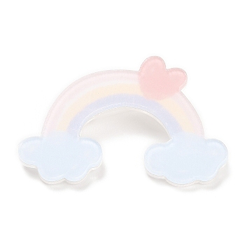 Cartoon Style Acrylic Brooch, Platinum Iron Pin for Backpack Clothes, Rainbow, 24.5x37x2mm