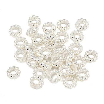 Tibetan Style Alloy Spacer Beads, Lead Free & Cadmium Free, Flower, Silver, 6x3mm, Hole: 2.5mm