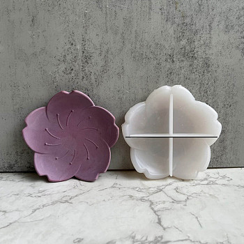 DIY Sakura Dish Tray Silicone Molds, Storage Molds, for UV Resin, Epoxy Resin Craft Making, White, 105x107x17mm