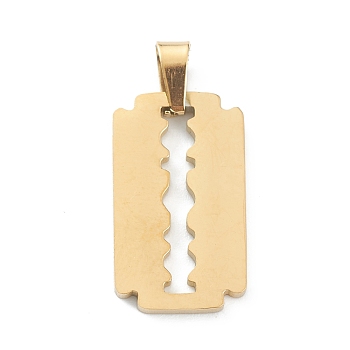 Ion Plating(IP) 304 Stainless Steel Pendants, Rectangle, Golden, 20x12x1.5mm, Hole: 4.5x3mm