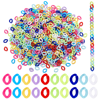Elite 1000Pcs 10 Colors Opaque Acrylic Linking Rings, Quick Link Connectors, For Jewelry Curb Chains Making, Twist, Mixed Color, 13.5x10x2.5mm, Inner Diameter: 8x4mm, 100pcs/color