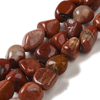 Natural Red Jasper Beads Strands, Nuggets, Tumbled Stone, 7~15x6~10x5.5~8mm, Hole: 1mm, about 47~49pcs/strand, 15.55~15.94''(39.5~40.5cm)