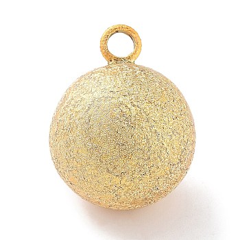 Brass Bell Pendants, Suikin Bell, Texture Round Charms, Golden, 22x17mm, Hole: 3mm