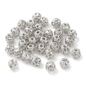 Rack Plating Brass Beads, Long-Lasting Plated, Round, Platinum, 4mm, Hole: 0.8mm