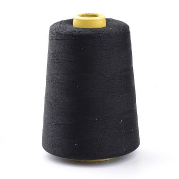 Polyester Sewing Thread Cords, For Cloth or DIY Craft, Black, 0.1mm, about 7000yards/roll