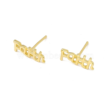 Brass Word Faith Stud Earrings for Women(KK-A172-32G)-2