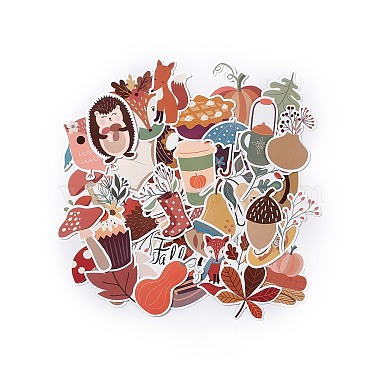 50Pcs Autumn Theme Cartoon Paper Sticker Label Set(DIY-F119-03)-2