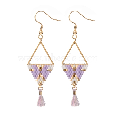 Lilac Triangle Glass Earrings