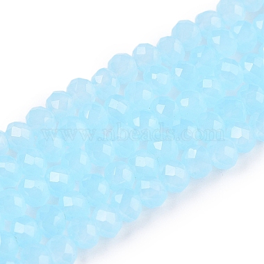 Cyan Rondelle Glass Beads