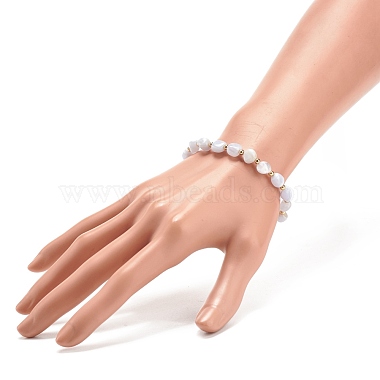 Bracelet extensible en perles rondes en agate de dentelle bleue naturelle(BJEW-JB08197-01)-3