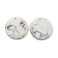 Natural Howlite Pendants, Flat Round Charms, 29.5~30x3mm, Hole: 1.6mm(G-B071-01D-1)