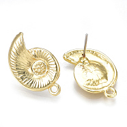 Alloy Stud Earring Findings, with Loop, Steel Pins, Snail, Light Gold, 22.5x14mm, Hole: 1.6mm, Pin: 0.7mm(PALLOY-S121-56)